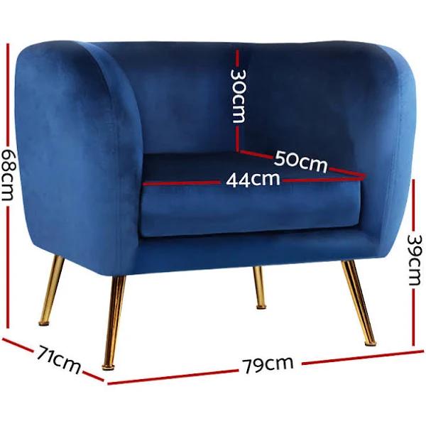 Artiss Lounge Armchair Accent Velvet - Navy