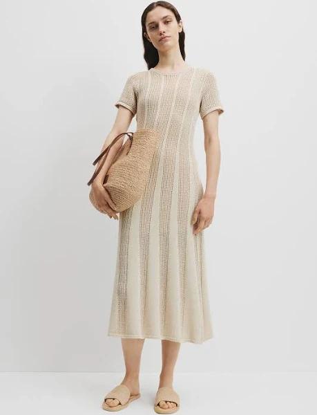 Country Road Textured Knit Dress in Sand, Size M