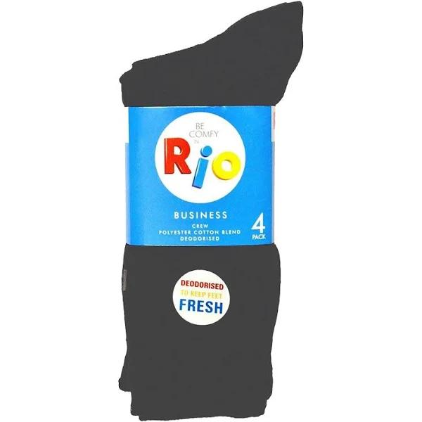 Rio 4 Pack Mens Business Work Crew Socks Cotton Bulk Black/Blue/Grey S7412W Grey / 6-10