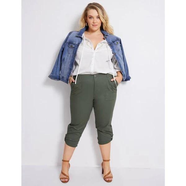 Autograph - Plus Size - Womens Pants - Woven 7/8 Length Double Layer Pants