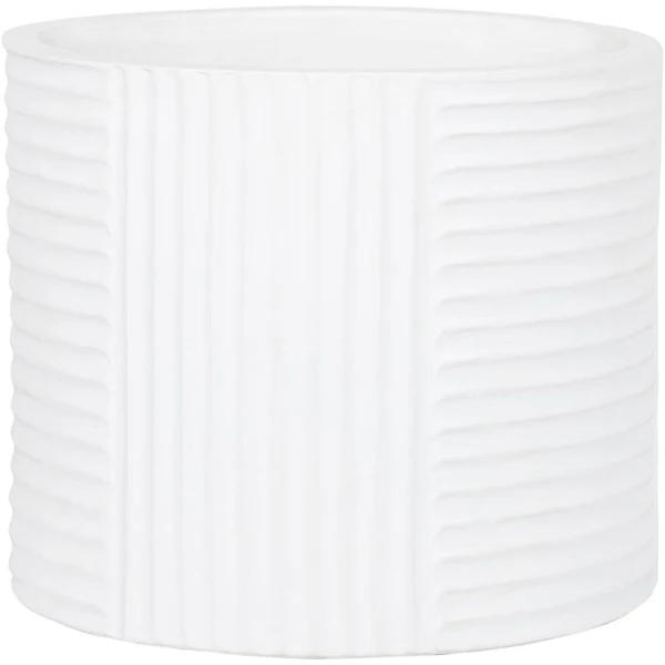 Lotus 260 x 310mm White Extra Large Round Ribbed Ceramic Pot