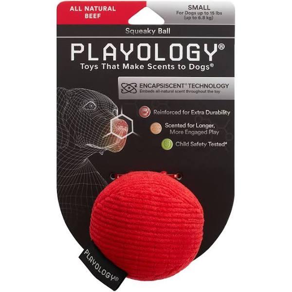 Playology Plush Ball Squeaky Dog Toy Beef Small