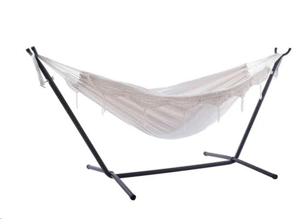 Double Deluxe Natural Hammock With Stand Universal Freestanding Frame.