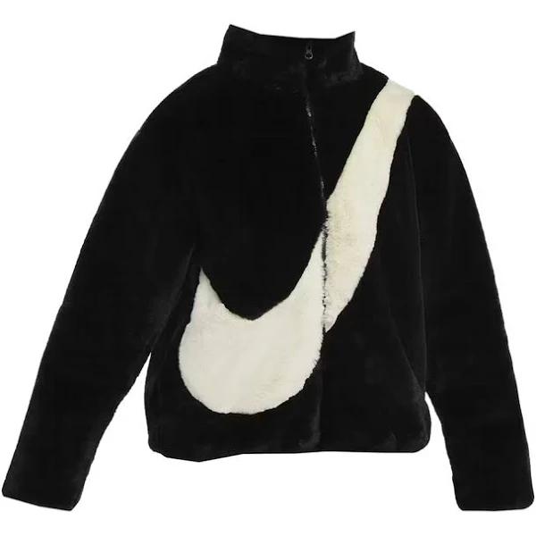 Nike NSW Fur Jacket Black White DM1759 010 Women`s XS