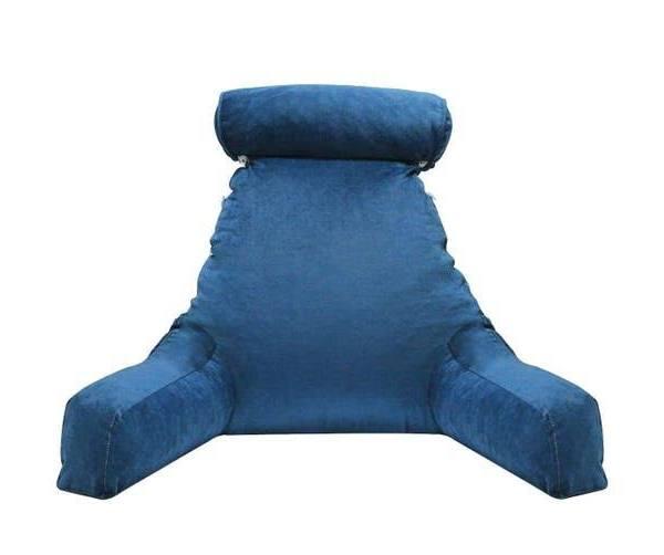 Husband Pillow Bed Reading Cushion Backrest Detachable Neck Roll Shredded Memory Foam Navy Blue