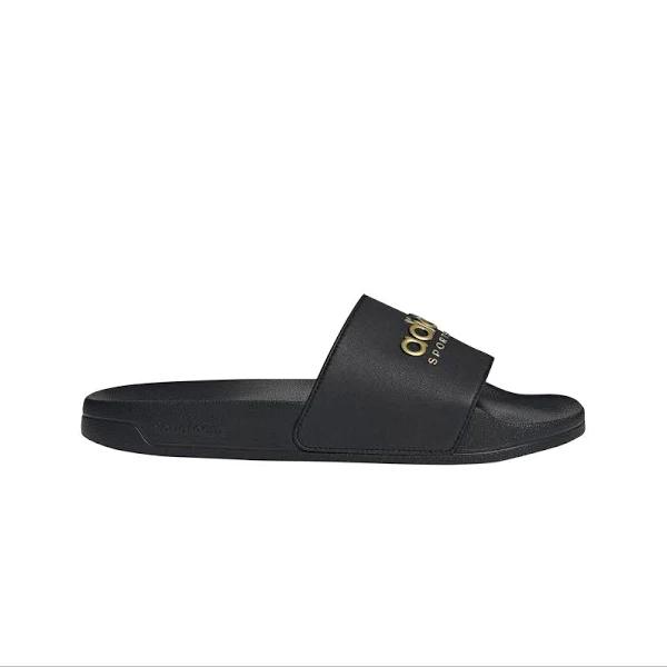 adidas-Adilette Shower Slides-Unisex-Core Black / Core Black / Matte Gold-5