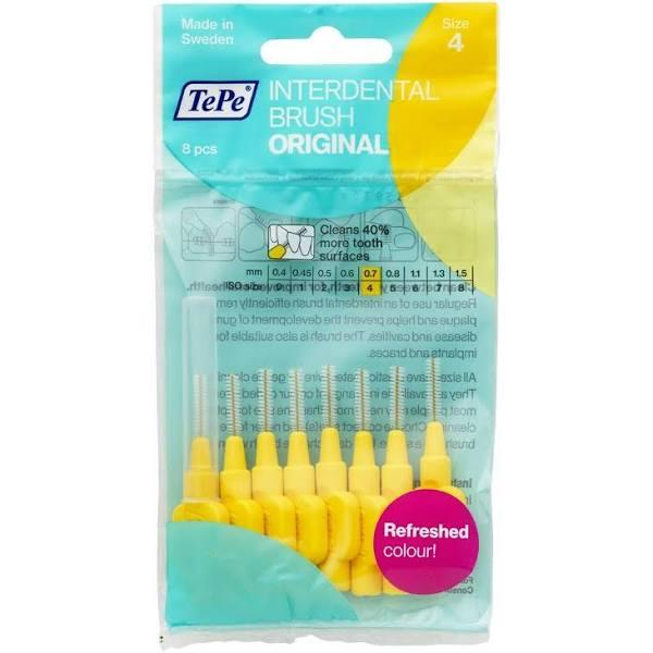 TePe Interdental Brush - Yellow (0.7mm) Size 4 - 8 Pack