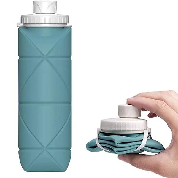 Foldable Water Bottle Collapsible Silicone Leak-proof Reusable Travel Water Bottle-Green