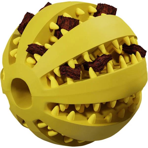 Zenify Pets Interactive Dog Toy Treat Ball - Yellow / 7cm (Large)