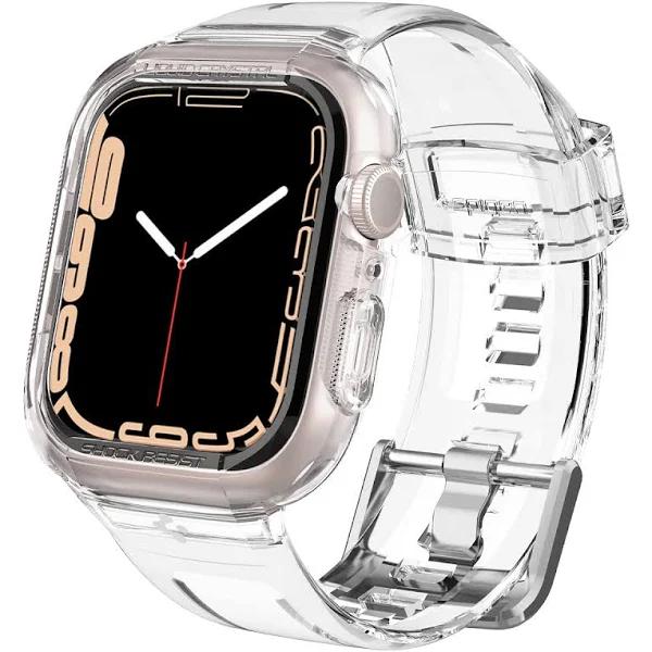 SPIGEN Liquid Crystal Pro Case + Strap Band Designed For Apple Watch Series 8/SE2/7/6/SE/5/4 (45mm/44mm) Watch Band Cover - Clear