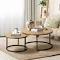 Oikiture Set of 2 Coffee Table Round Natural