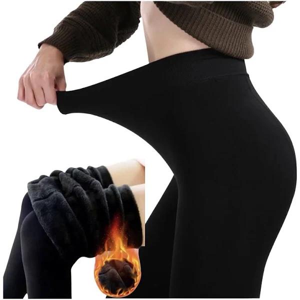 Womens Plush Fleece Lined Leggings High Waist Stretchy Winter Warm