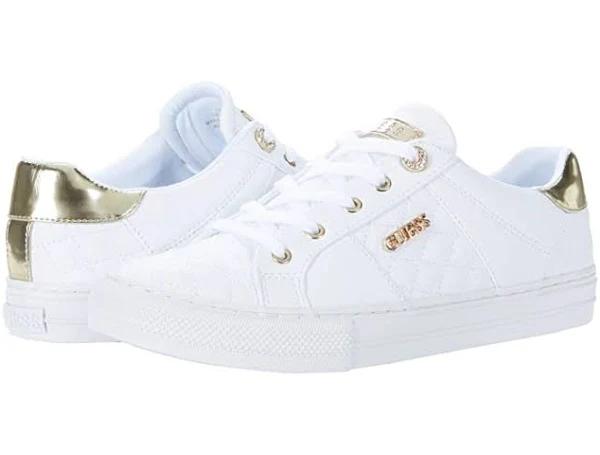 Women's Guess Loven Quilted Lace-Up Casual Low Top Sneakers - White - 7.5