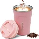 UZMIS Coffee Cup, Stainless Steel Insulated & Reusable Travel Mug with Leak Proof Lid, Eco-friendly Coffee Mug For Hot, Cold Drinks 380ml (Pink)