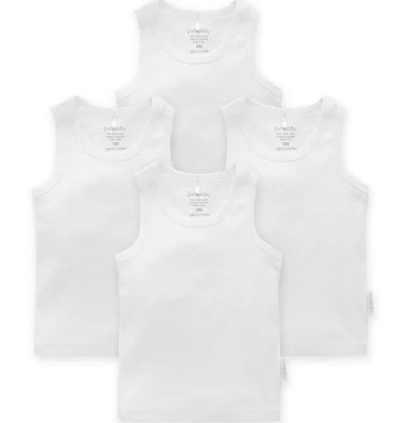 Purebaby 4 Pack Rib Singlet