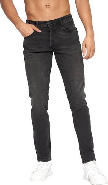 Crosshatch Mens Malcolm Slim Jeans Black Wash 36R