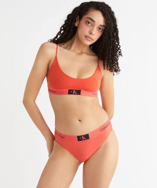 Calvin Klein 1996 Cotton Unlined Bralette in Red Orange M