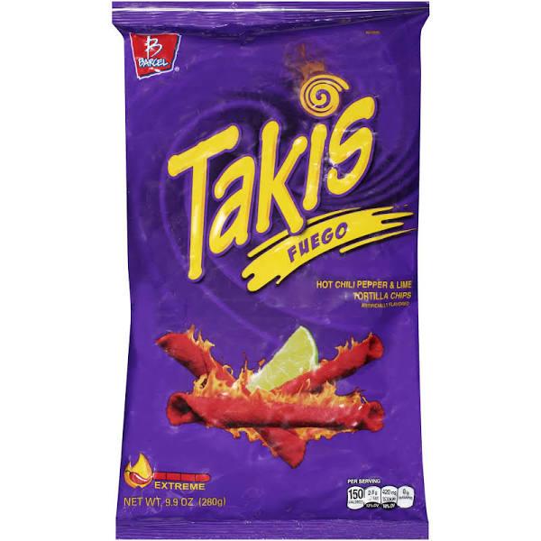 Takis Fuego Hot Chili Pepper & Lime Tortilla Chips, 9.9 oz (Pack of 1)