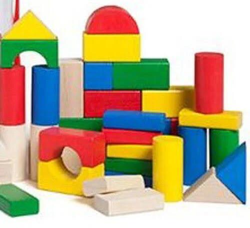 Educational Wooden Blocks - 80 Pc - Construction Blocks Set In