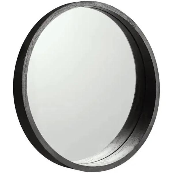 Furb Wooden Wall Mirrors Flat Round Makeup Mirror Bathroom Home Decor 100cm