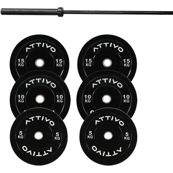 Olympic Bar 20kg and Bumper Plates Combo | Gym Plus Australia Remarkables Bar 20kg + 60kg Black Plates