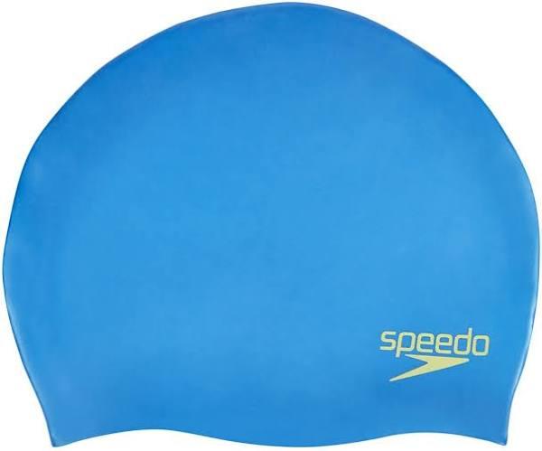 Speedo Plain Moulded Silicone Junior Swimming Cap Blue