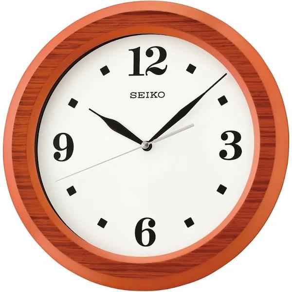 Seiko Caleb Wooden Wall Clock, Orange Wood, 30cm