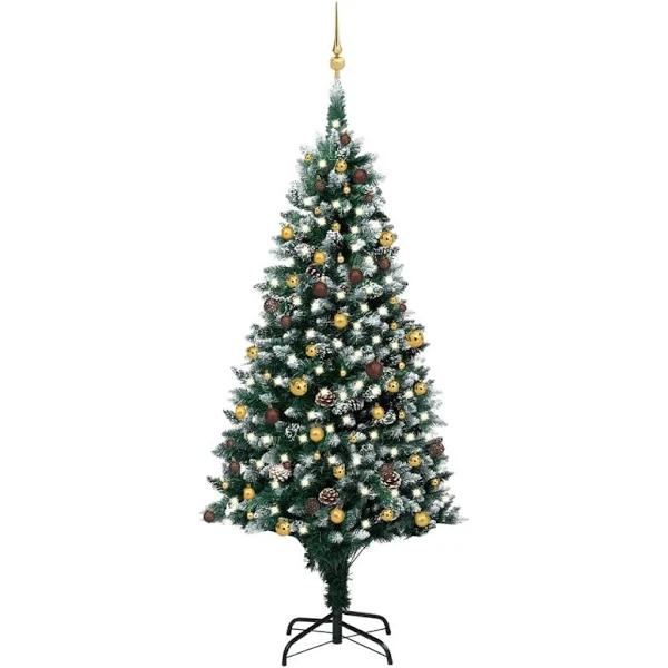 vidaXL Artificial Christmas Tree With LEDs&Ball Set&Pinecones 240 cm