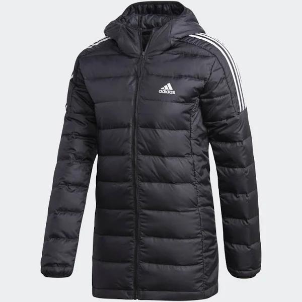 adidas-Essentials Light Down Hooded Parka-Women-Black-M