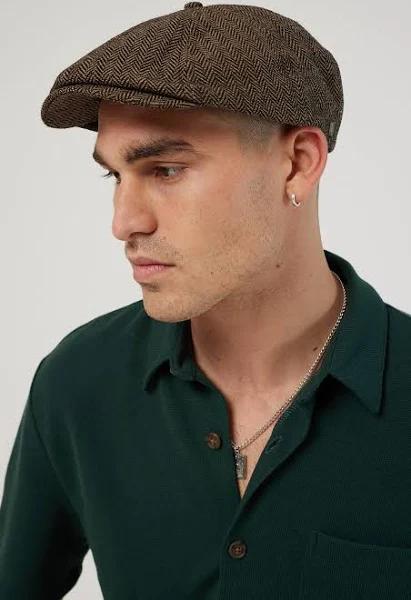 Mens Brixton Brood Snap Cap Brown Khaki Size XL