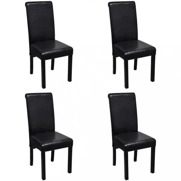 Dining Chairs 4 Pcs Black Faux Leather