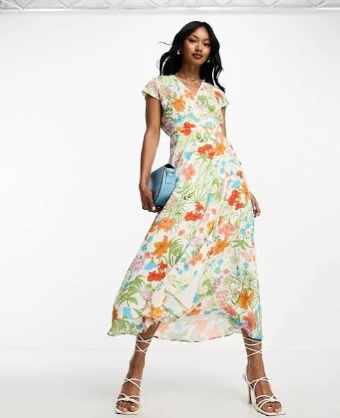 & Other Stories Wrap Maxi Dress in Multi Floral Print