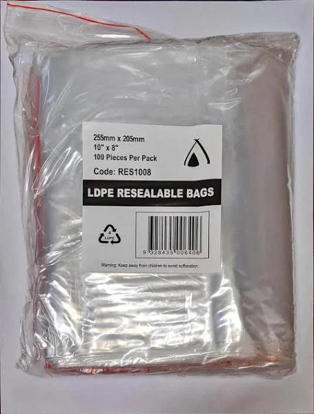 Clear Plastic Resealable Bags - 205mm Afterpay, Zip, Openpay, LatitudePay Available