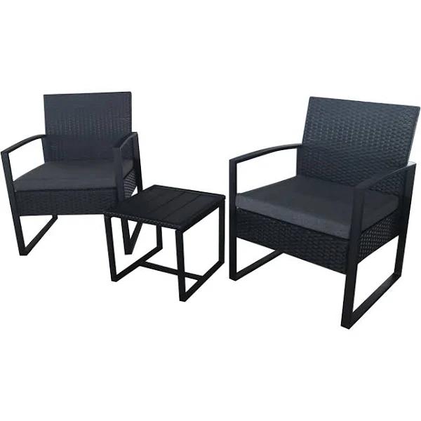 3pc Lounge Set Outdoor Furniture Rattan Wicker Chair Coffee Table Garden Patio Balcony