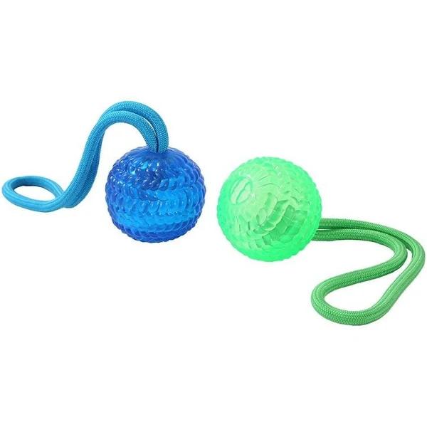 24 x Rubber Ball & Tugger Rope Dog Toy Interactive Fun Fetch & Play Tugging Chew Interactive Chew Toy - AfterPay & zipPay Available