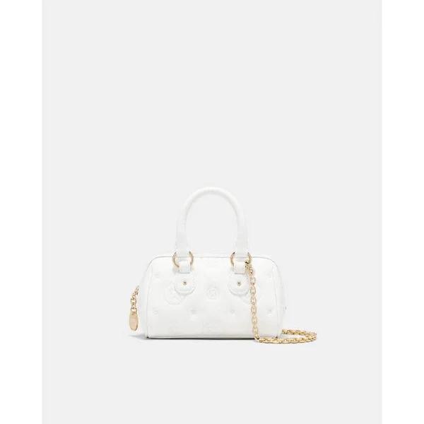 Mimco Flashback Leather Mini Bowler Crossbody Bag in White