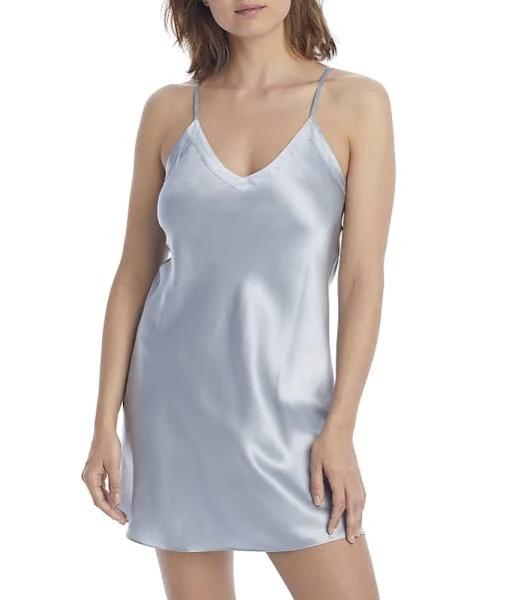 David Jones Ginia Silk Chemise V Neck in Pearl Blue, Size 8 AU