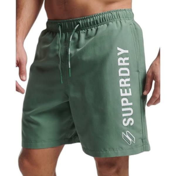 Superdry Code Applique 19 Inch Swim Shorts Green White - S