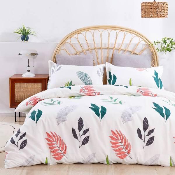 Dreamaker 100% Cotton Sateen Quilt Cover Set Fern Print Single