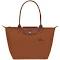 Longchamp Le Pliage Green Small Recycled Canvas Tote Bag Brown