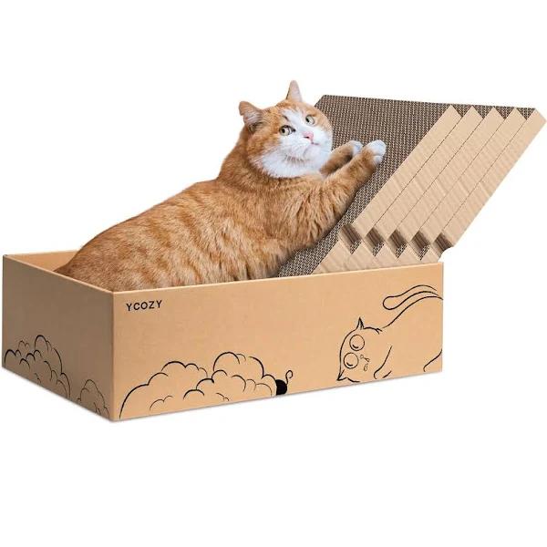 Ycozy Cat Scratcher Box, 5 in 1 Reversible Cardboard Scratching Pads Cat Scratching Board For Cat Paws 5 Pcs Replacement Corrugated Cardboard Refill