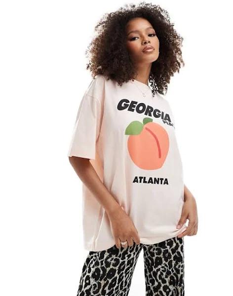 ASOS Design Oversized T-Shirt with Georgia Peach in Orange