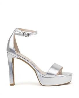 David Jones Edward Meller Sydney110 Single Strap Platform Sandal in Silver, Size 36 EU