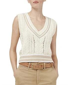 David Jones Rag & Bone Brandi Slim Vest in Ivorymult, Size Large