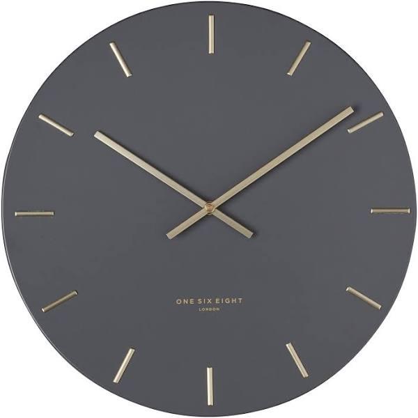 One Six Eight London Luca 30cm Silent Wall Clock - Charcoal