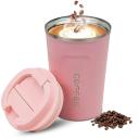 UZMIS Coffee Cup, Stainless Steel Insulated & Reusable Travel Mug with Leak Proof Lid, Eco-friendly Coffee Mug For Hot, Cold Drinks 380ml (Pink)