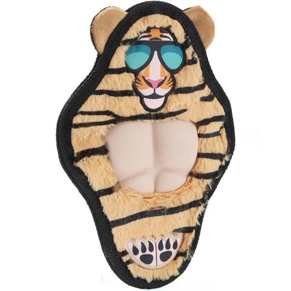 Plush Tiger Dog Toy with TPR Chest (12 Pack) Chew Play Toy Squeaky Crinkly Fetch - AfterPay & zipPay Available