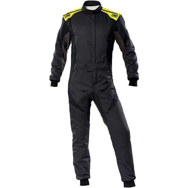 OMP First Evo Race Suit - 64, Anthracite / Black / Fluro Yellow