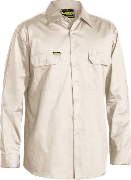 Bisley Cool Lightweight Drill Shirt Long Sleeve (BS6893) Sand / L