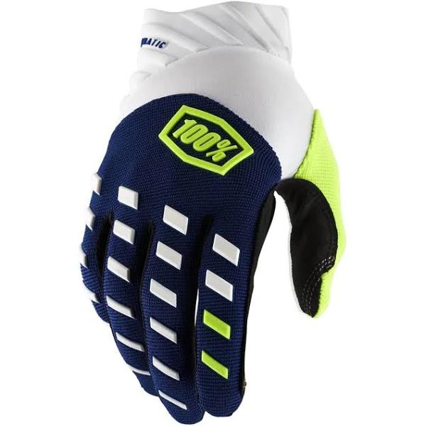 100% Airmatic Gloves (Large, Navy/White)